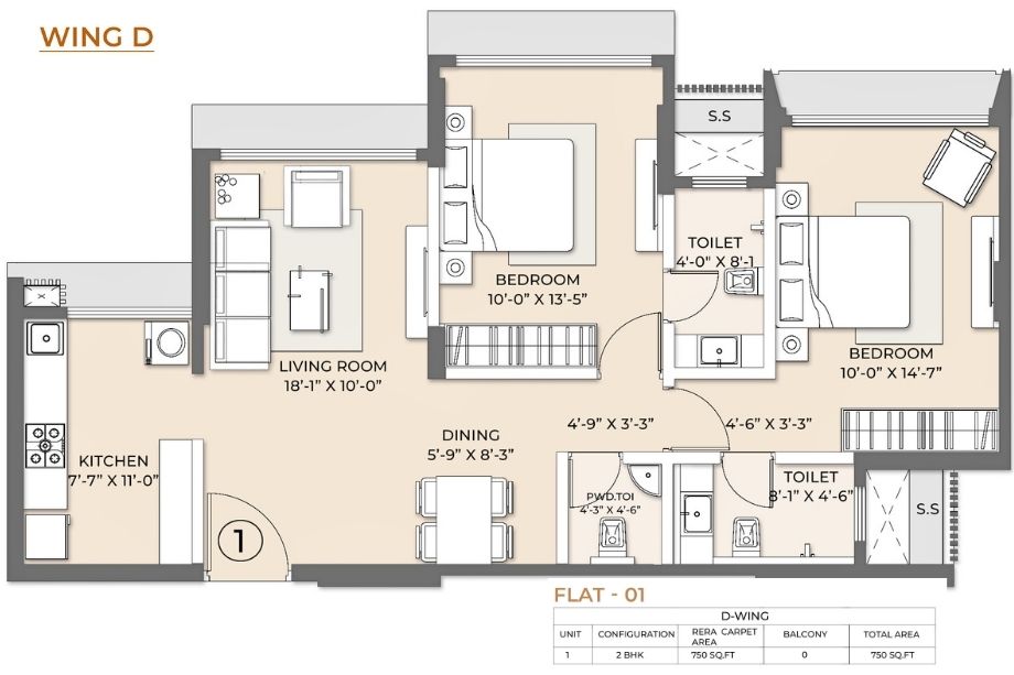 Arkade-Pearl-Floor-Plan-Wing-D-2-BHK-750-Sqft